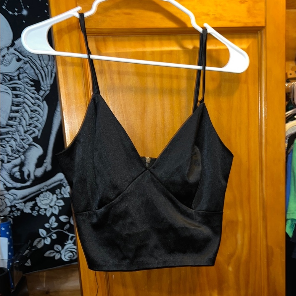 Windsor Black Satin Top